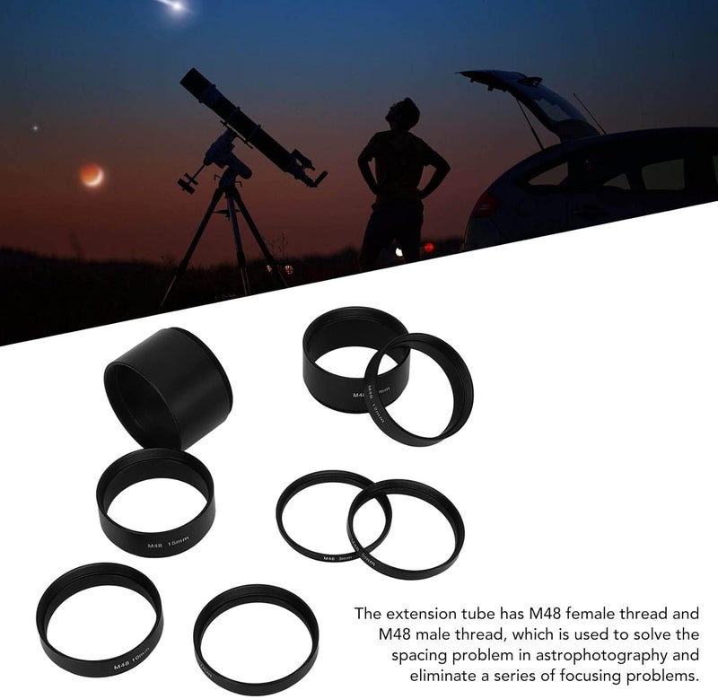 Estink Focal Length Extension Tube Kit, 8 PCS Aluminum Alloy M48X0.75 Astronomical Extension Tube Kit 3 5 7 10 12 15 20 30mm Extending Ring for Astronomical Telescope Photography - Image 3